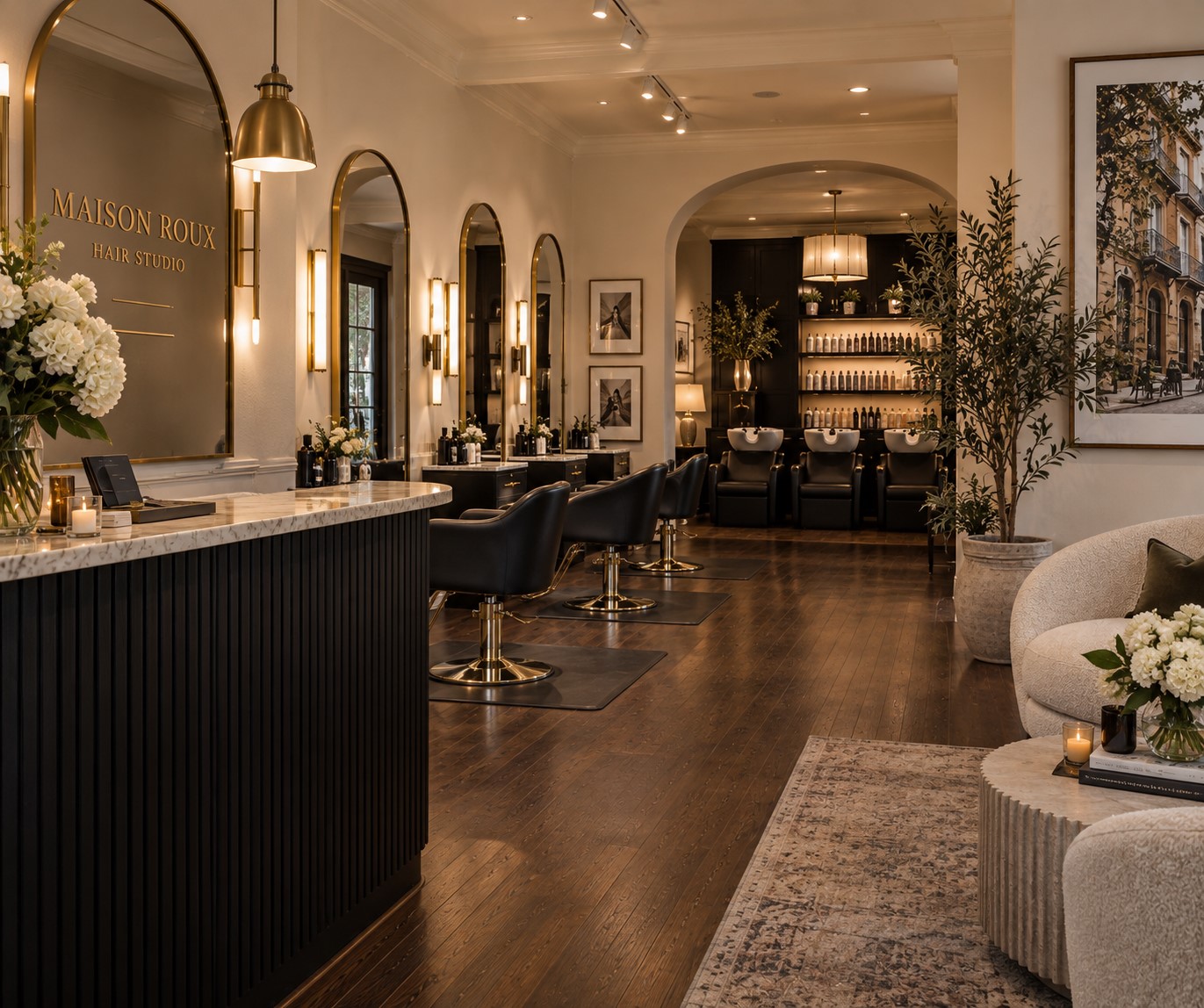 A styling area at Wren & Oak Hair Studio